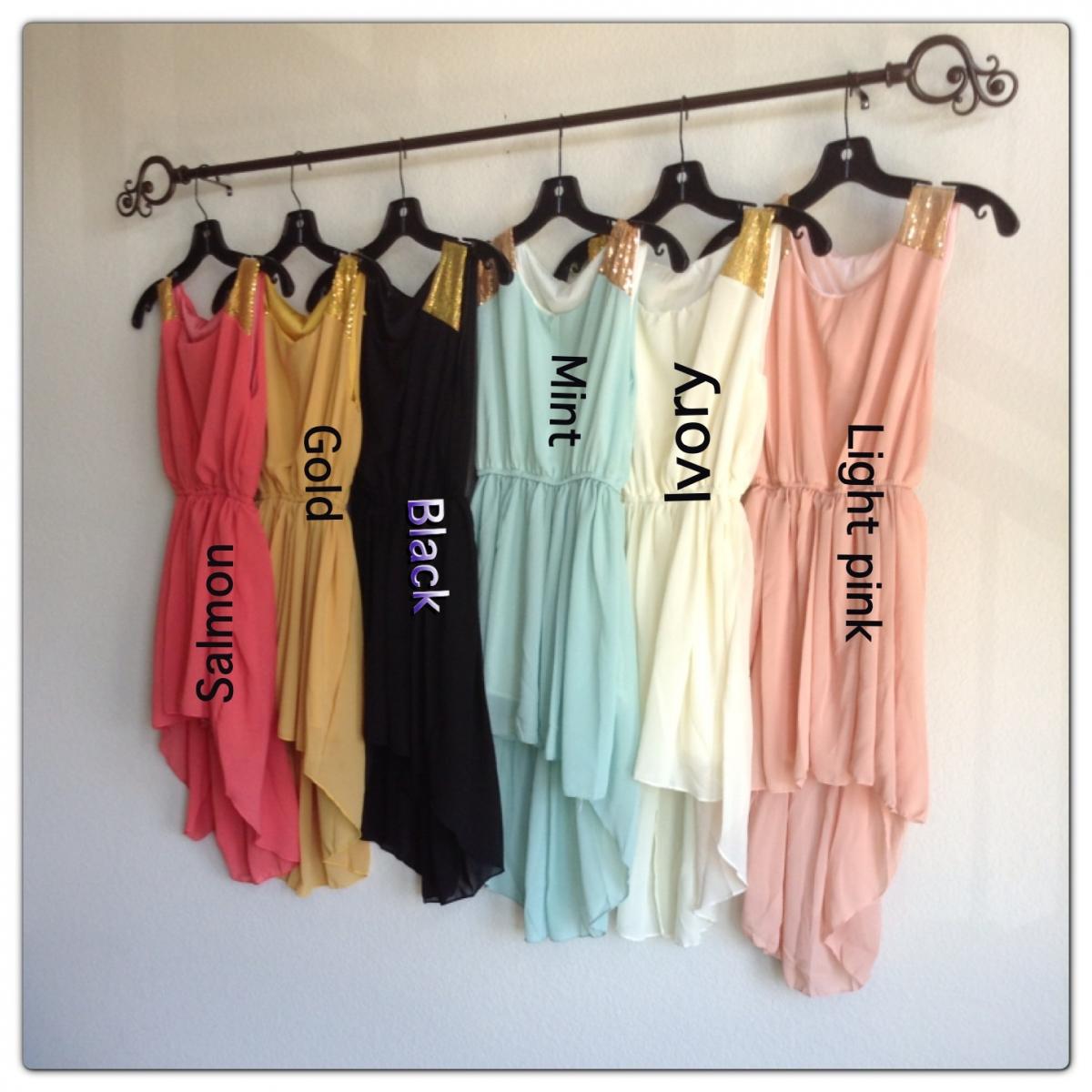 Shoulder Sequined Sheer High Low / Dress on Luulla